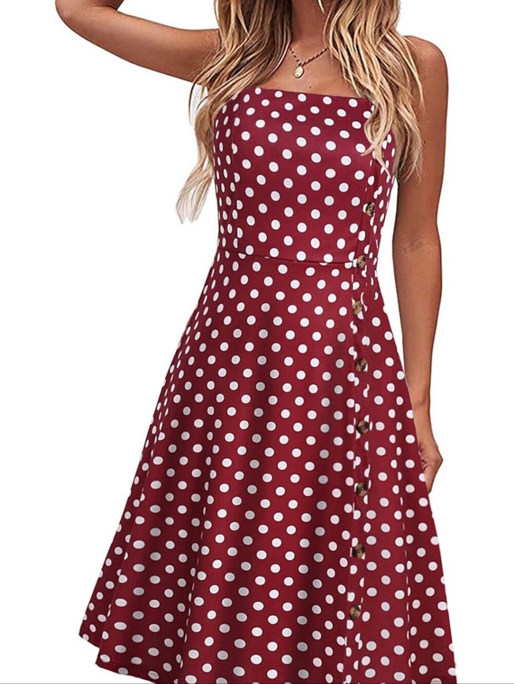 Nicole Miller Red Polka Dot Midi Dress